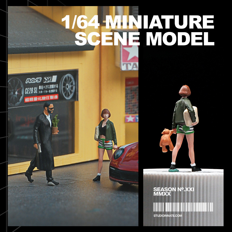 (2개) 1:64 블랙 에이전트 킬러 맨 시리즈 시뮬레이션 소형 작은 사람 매크로 인형 모래 테이블 장면 일치하는 미니