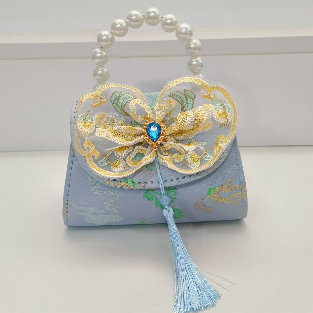 Bolsos de perlas de arco de estilo nacional bolsos de princesa bolsos de cinturón cadenas antiguas bolsas de accesorios para niños bolsos regalos para chicas