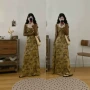 印花显瘦秋季法式长裙