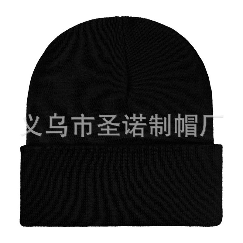 Bordado todo el tablero de luz de color sólido acrílico sombrero de punto europeo y americano otoño e invierno cálido sombrero de lana gorro para hombres y mujeres