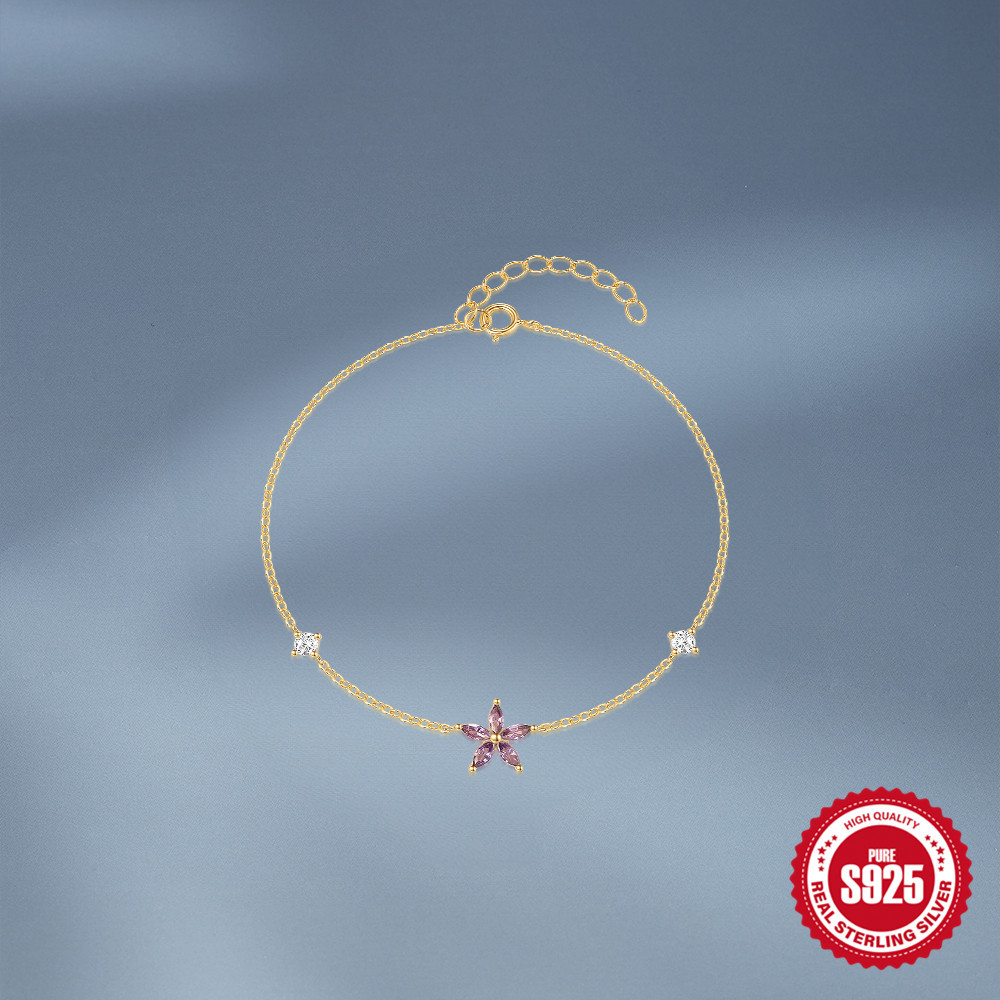 S925 plata de ley estrella de cinco puntas con incrustaciones de circón pulsera de uso diario temperamento japonés y coreano personalidad joyería de alta gama de nicho