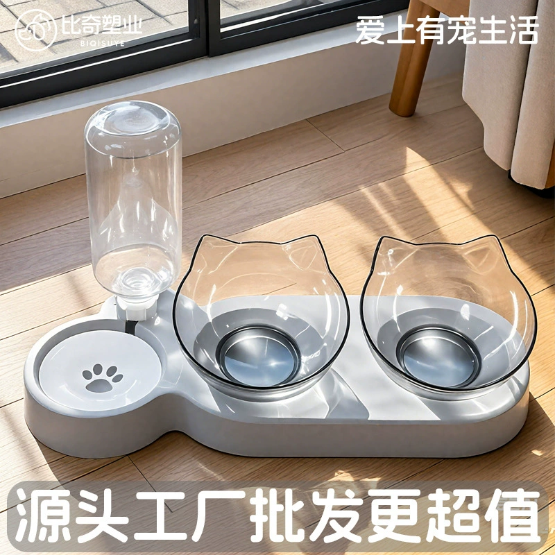 Кошачья чаша для домашних животных автоматическая питьевая машина для питья двойная чаша один мокрый рот кошачий собачий миска для домашних животных