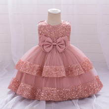 跨境女孩婚纱礼服公主裙儿童亮片蛋糕网纱连衣裙baby party dress