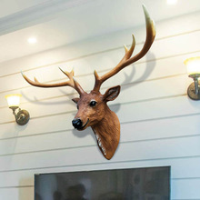 鹿头装饰壁挂美式复古动物头欧式客厅玄关沙发过道墙面挂件