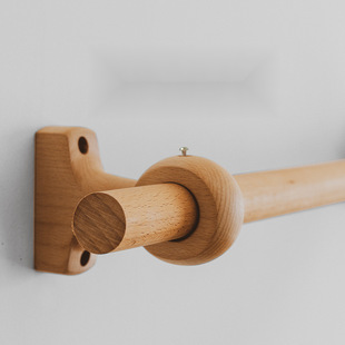 Solid Wood Linen Curtain Rod for Homestay, Wooden Rod with Rings, Japanese-Style Roman Rod Curtain Bracket, Free Shipping to Home