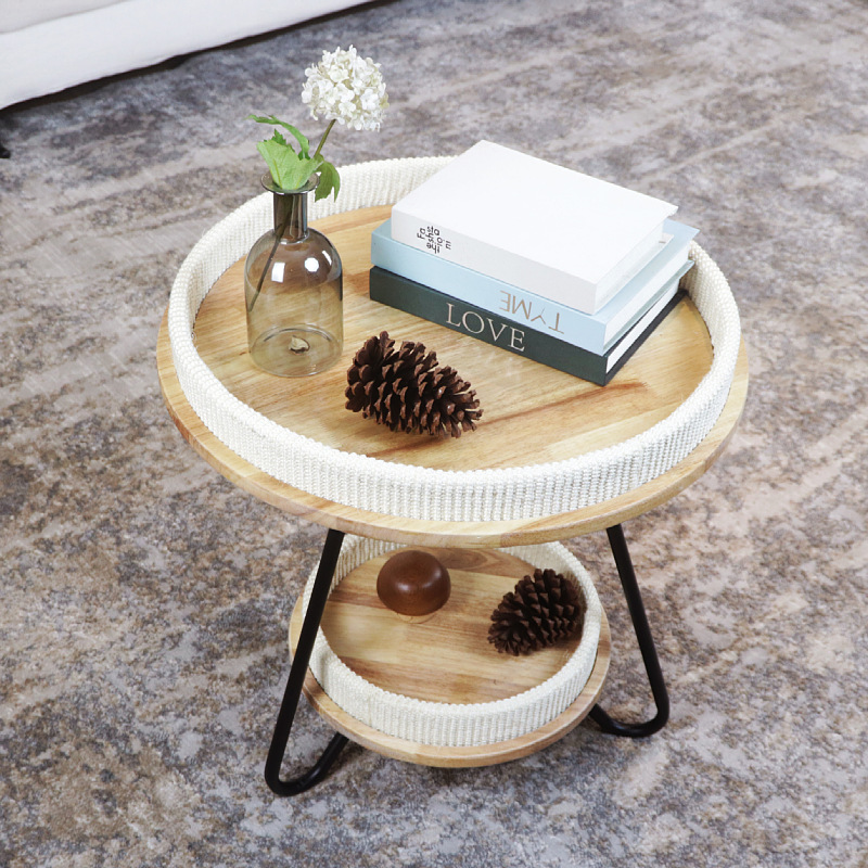 Nórdico simple redondo casero de dos pisos de lujo ligero sala de estar pequeña mesa de té hotel de alojamiento residencial sofá unas pocas mesas redondas