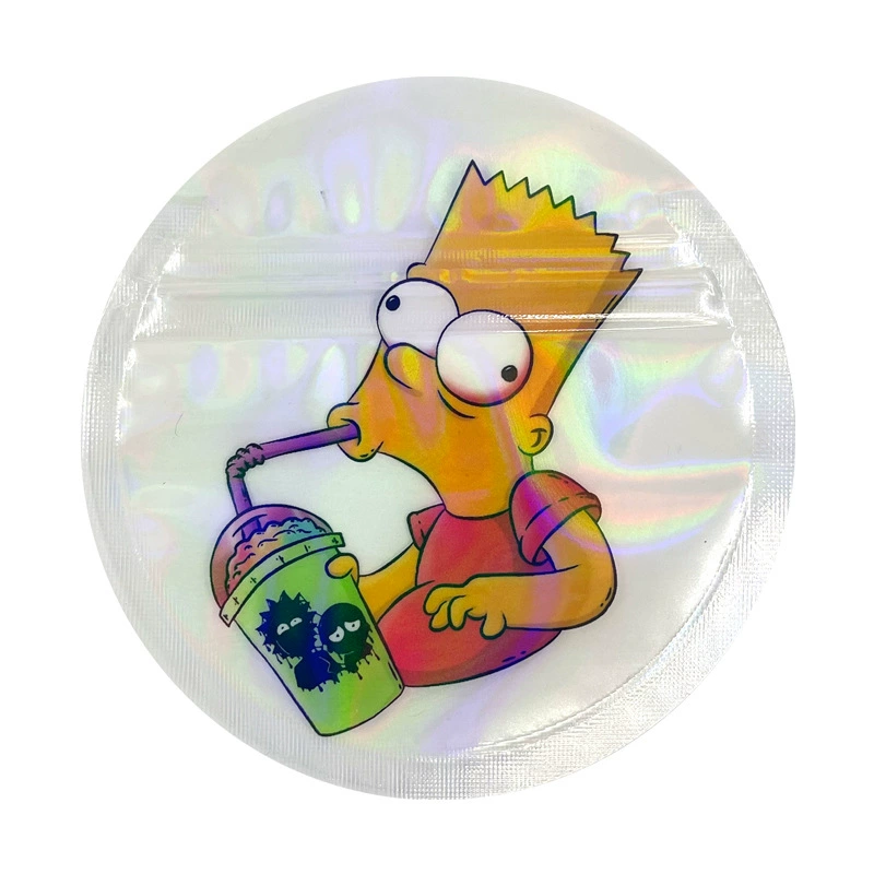 9x9 см прозрачный круглый лазерный мультяшный конфетный пакет на молнии, сумка специальной формы, трансграничный экспорт, 100 штук в упаковке, цена