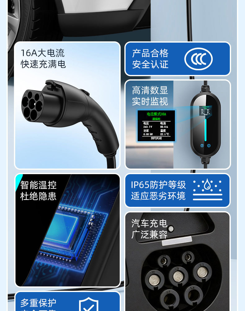 New Energy Electric Vehicle Home Charging Gun Byd Portable On-Board Charger New National Standard 3C Certification
