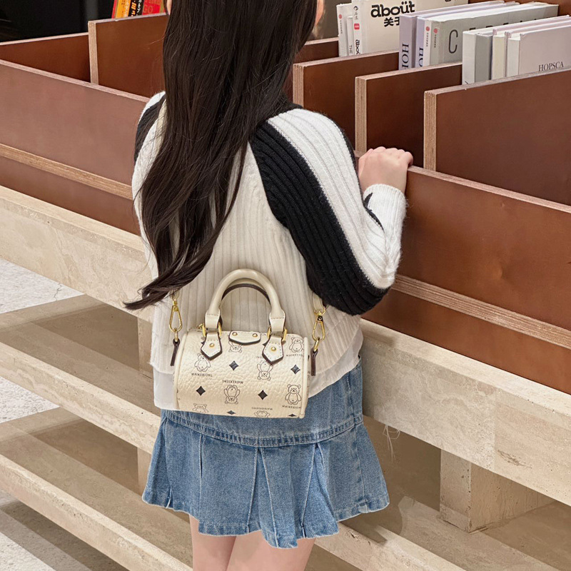 Bear impresión bolso de hombro para niños y niñas estilo coreano extranjero mini bolso de almohada para niños nuevo patrón de leopardo bolso para niños