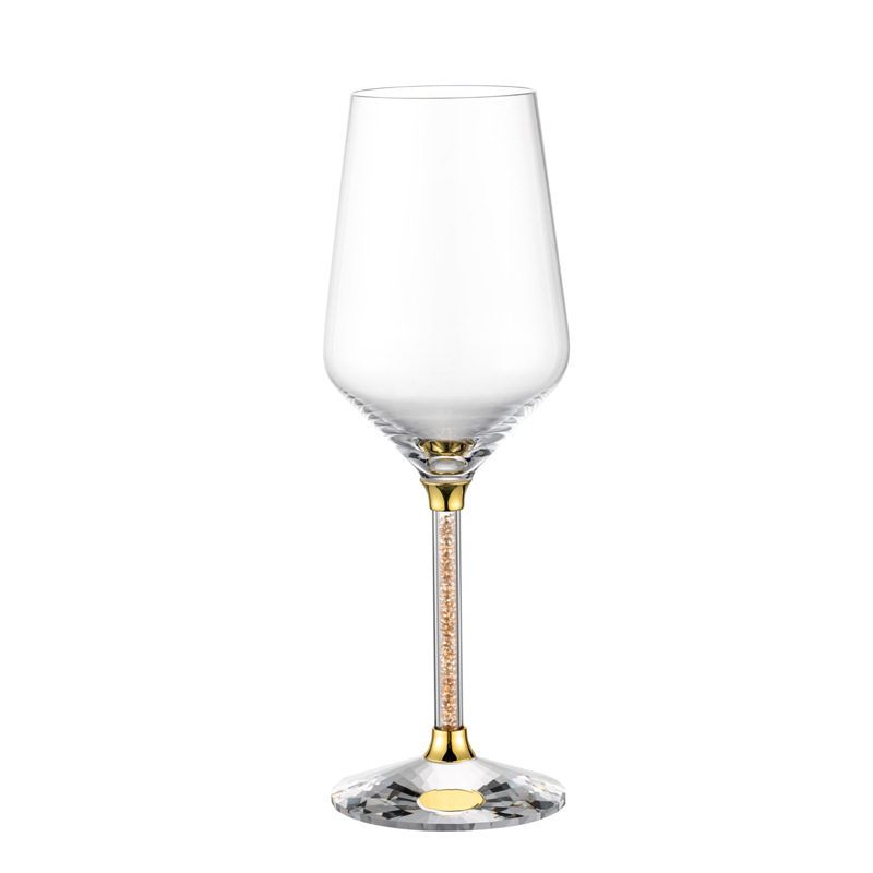 Copas de vino de gama alta de lujo ligero, vidrio de cristal de pie alto, diamantes de oro, diamantes de plata, vasos de cristal giratorios comerciales para el hogar