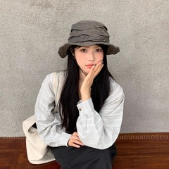 山本耀司の多層のしわの漁師の帽子の子供の日本の日よけの登山帽子の復古の小さい大衆の綿の麻の盆の帽子は百合します。