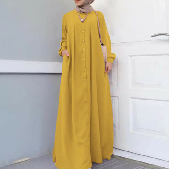Cross-border foreign trade spring and autumn long skirt plus size women's wholesale autumn loose temperament commuter long robe dress