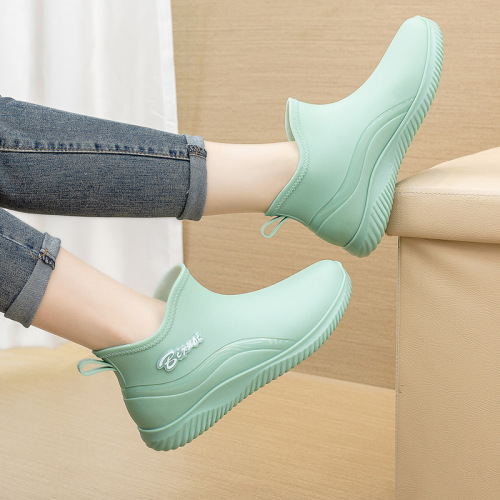 Women's New  Summer Adult Fashion Waterproof Slip-Resistant Rubber Shoes with Cute Soft Sole Water Shoes Short Boots