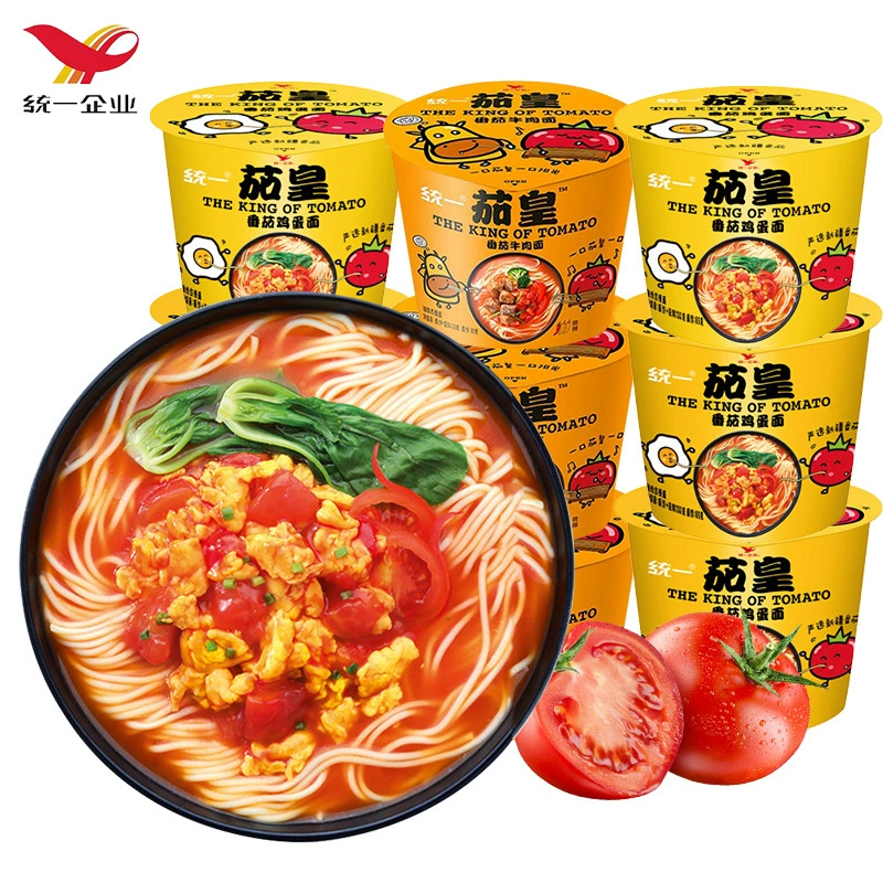 Томатная лапша Unified Tomato Emperor с говядиной, 128 г, ведро, томатная яичная лапша, мясной соус, смешанная лапша, лапша быстрого приготовления, удобная фаст-фуд
