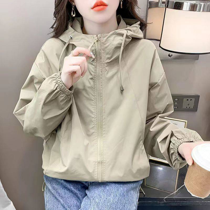 Hooded Short Solid Color Shirt Jacket Women's Spring and Autumn Loose Casual Jacket Double Zipper Trendy Top