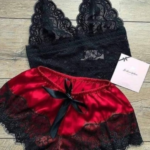 Popular European and American sexy home pajamas lace chest-wrapped two-piece transparent Female Factory wholesale