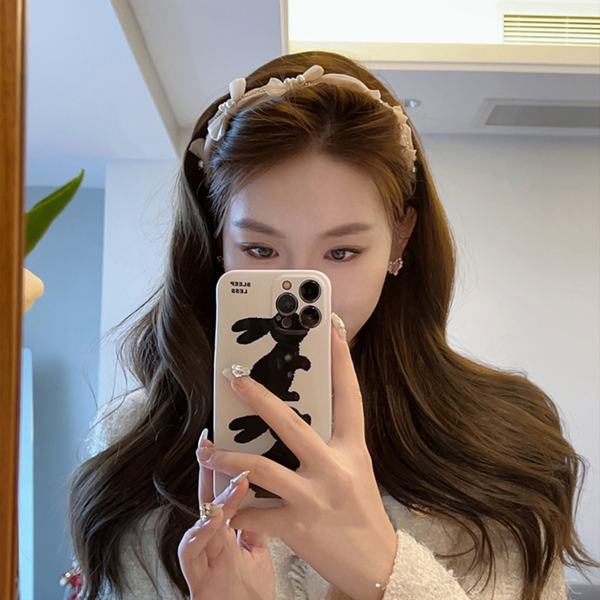 水鑽珍珠發卡高顱頂發箍女春季高級感蝴蝶結仙氣森系度假外出頭箍