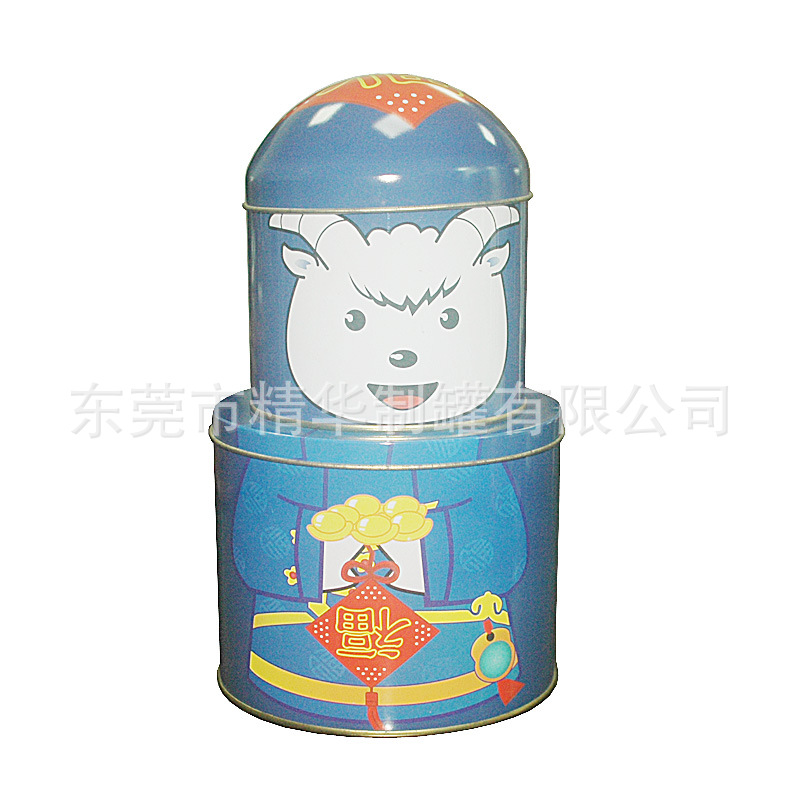 糖果饼干包装铁罐  零食食品包装双层圆铁罐  马口铁工仔圆铁罐
