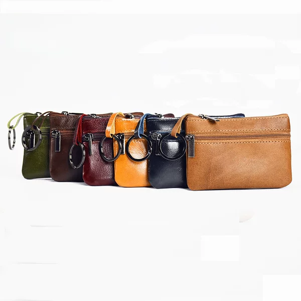 Cross-Border Hot Selling Genuine Leather Mini Coin Purse Cowhide Retro Key Bag European and American Zipper Coin Short Zipper Handbag