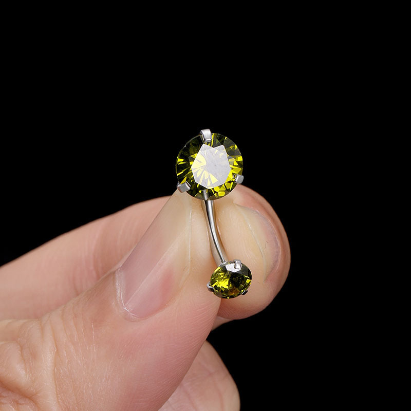 Fashion Rhombus Stainless Steel Inlaid Zircon Belly Ring 1 Piece