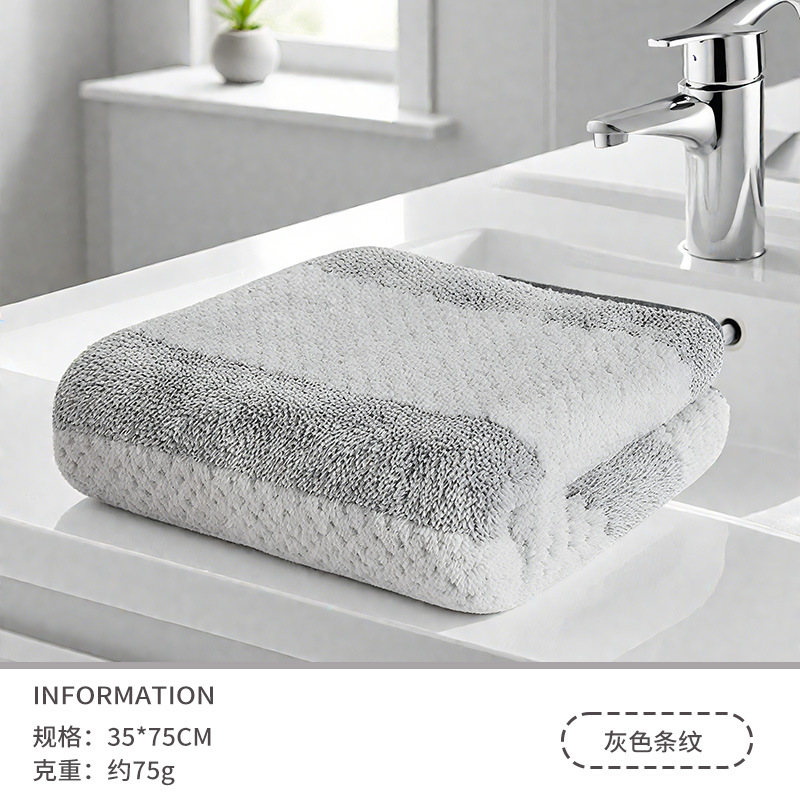 Nueva piña tela escocesa a rayas toalla engrosada toalla de cara absorbente borde no-algodón a rayas toalla de secado al por mayor