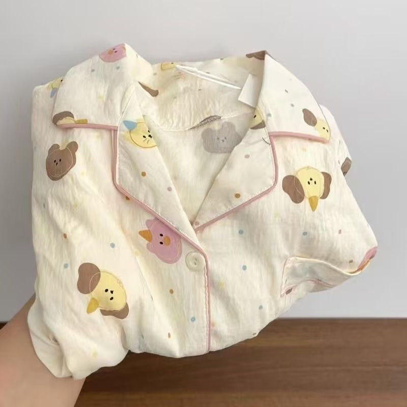 Pijamas de primavera y otoño nubes de algodón estudiantes delgados sueltos cardigans de manga larga set de ropa para el hogar image 18