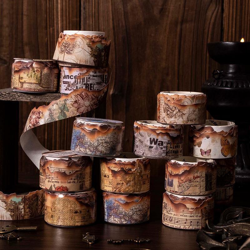 Vintage Mystery Archives Masking Washi Tape Retro Burnt Cross-Border