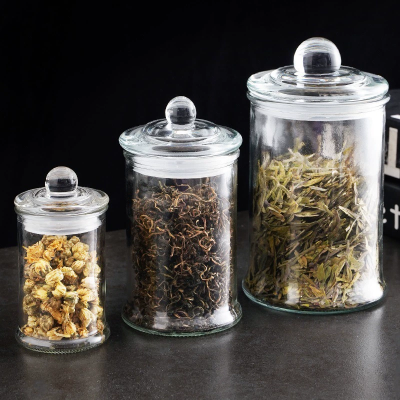 Чай для хранения стеклянных банок Прозрачная бытовая банка хранения