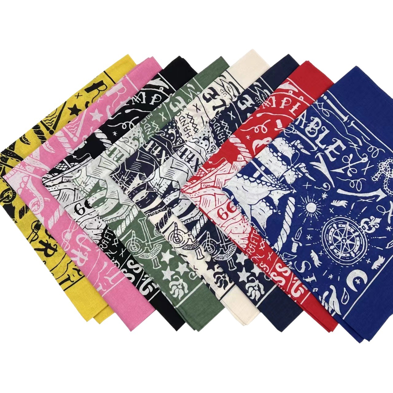 8 Color Cotton Paisley Printed Square Scarf European and American Hip Hop Riding Scarf Outdoor Sports Scarf Street Dance Spot