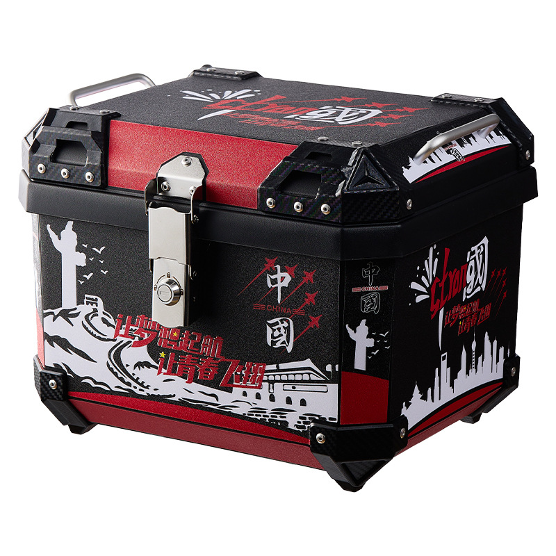 Maletero de motocicleta, aleación de aluminio, coche eléctrico de gran capacidad, caja trasera, pedal universal, caja trasera de liberación rápida, caja cuadrada