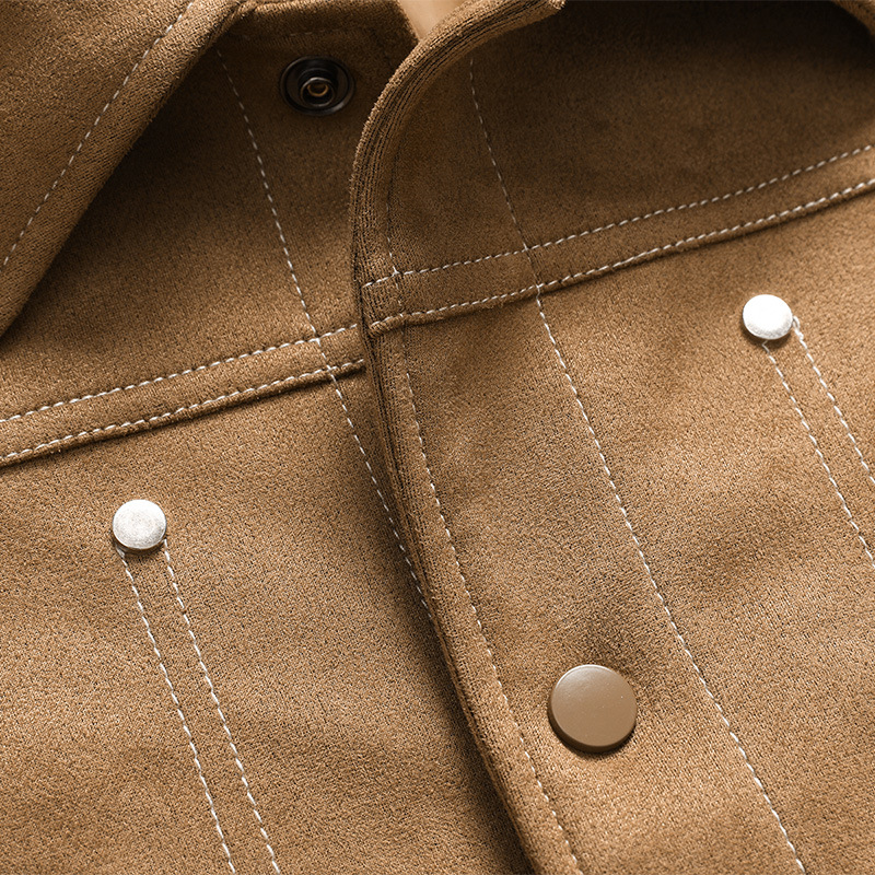 Suede chaqueta de gamuza marca de moda para hombre primavera y otoño 2023 nueva solapa herramientas casual hombres slim fit chaqueta juvenil hombres