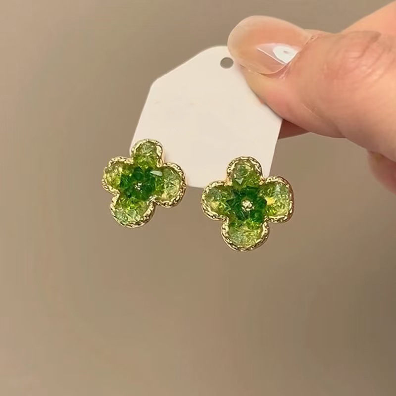 Pendientes de flores de color dopamina Pendientes dulces y frescos de primavera y verano Pendientes pequeños y elegantes de alta gama para mujer