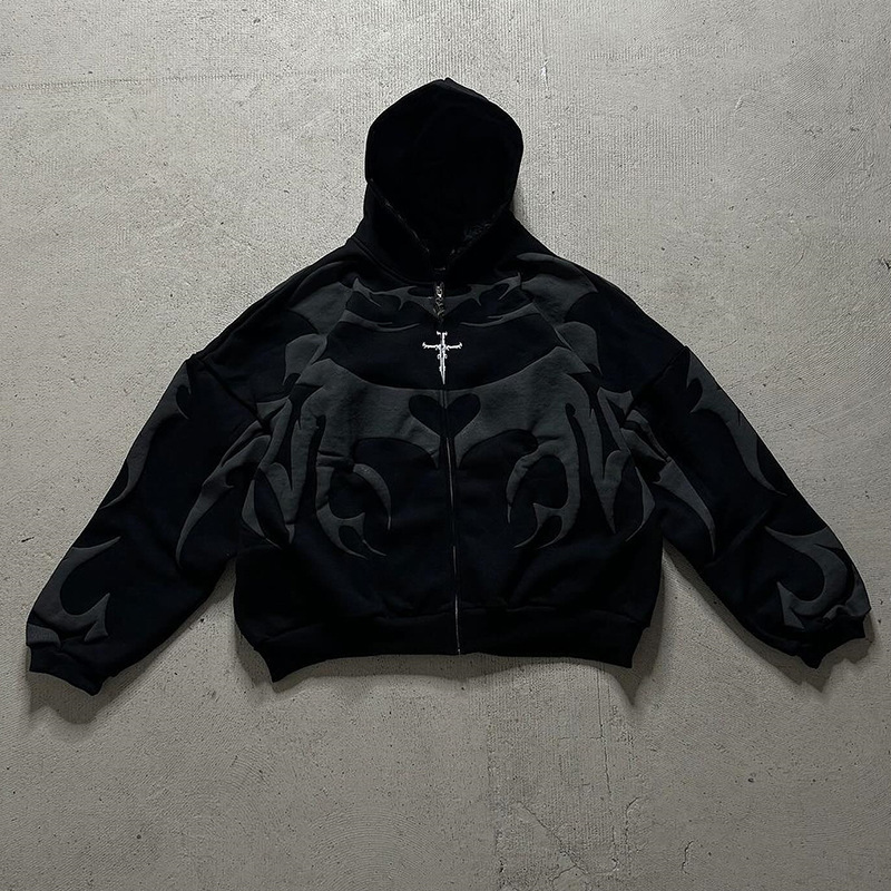 Goth Y2k Kapuzenpullover Mit Reißverschluss Für Damen Und Herren_voghion.com