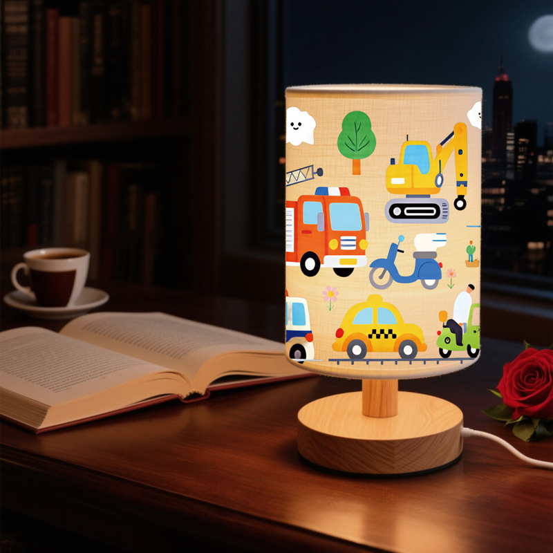 Exclusive cross-border supply, minimum order of one piece, fabric table lamp, children's lamp, bedroom ambiance lamp, linen lampshade, night light
