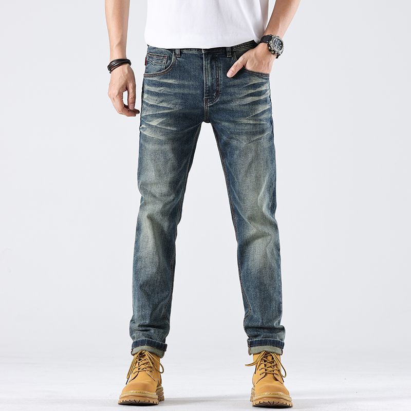 American-Style Selvedge Denim Jeans for Men 2026 Thin Heavy-Duty Washed Vintage Nostalgic Straight Slim-Fit Long Pants