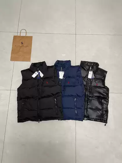 High Quality Embroidered Pony American Style Fall Winter Stand Collar Warm Down Vest Unisex Couple Outerwear Sleeveless Jacket