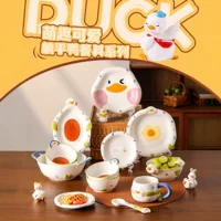 Cute ceramic tableware, spoon, cartoon creative set, high-quality style