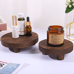 现货木质立管展示架绿植底座支架圆形乡村木质立管支架家用置物架