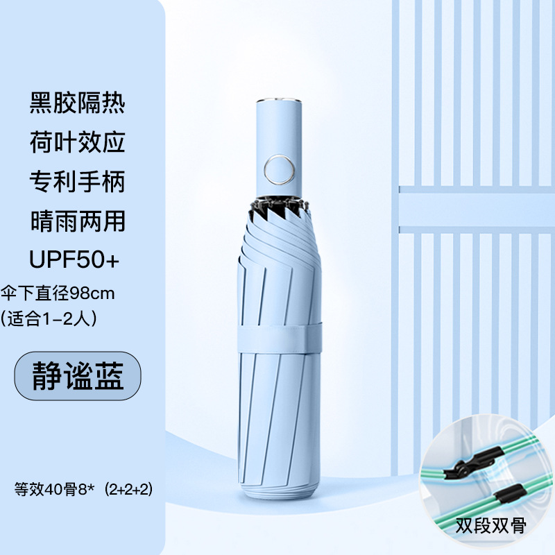 【Fiber Umbrella Stand + Vinyl Sunscreen】Automatic 40 Bone Quiet Blue