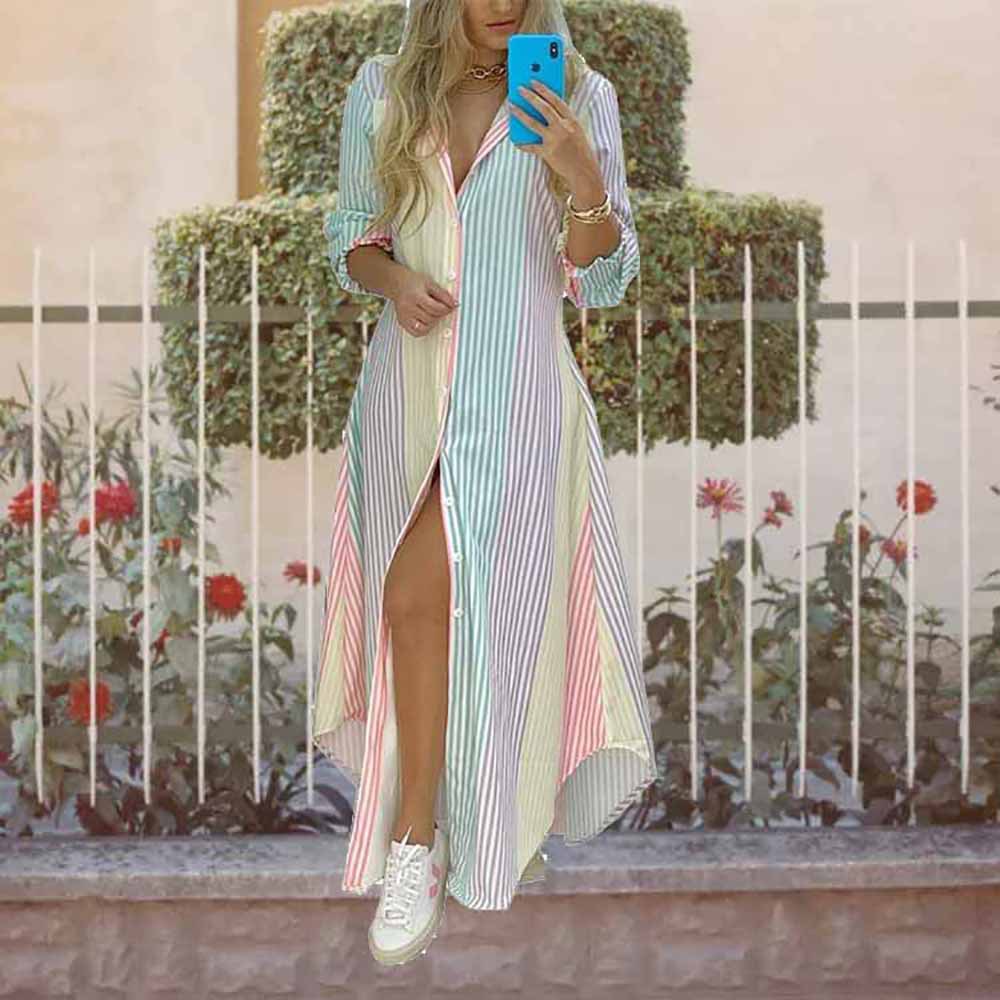 315g Weight Maxi Long Dress Dress Length Type Long Sleeve Sleeve Length Regular Dress Dresses Type Regular Sleeve Sleeve Type Polyester Fabric Type High Waist Waist Line Daily, Beach Occasion V Neck Neckline Regular Fit Fit Type Printing, Stripe, Leaves Pattern Summer, Spring Season Women's Gender Vacation Style Wholesale Women's Vacation Printing Stripe Leaves Daily Beach V Neck Long Sleeve Regular Dress 5
