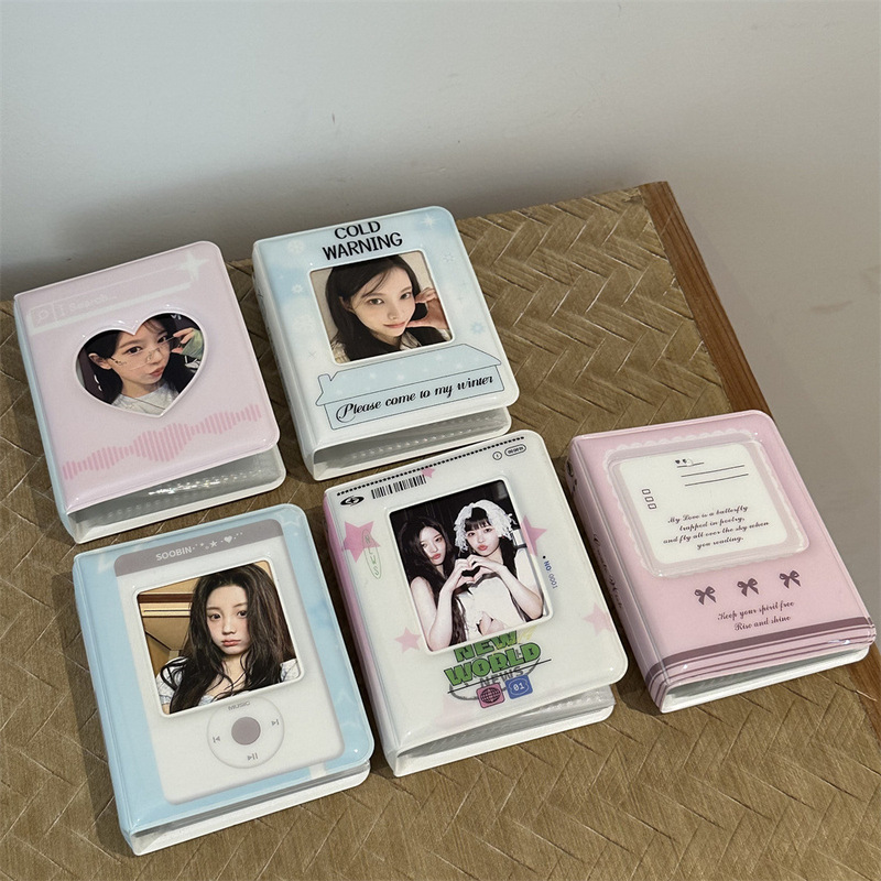 Ins Girly Heart Pink and Blue Stars One Palace Grids Card Album 3inch Polaroid Photo Album Idol Album Small Card Korean Card Bag Ins Girly Heart Pink and Blue Stars One Palace Grids Card Album 3inch Polaroid Photo Album Idol Album Small Card Korean Card Bag