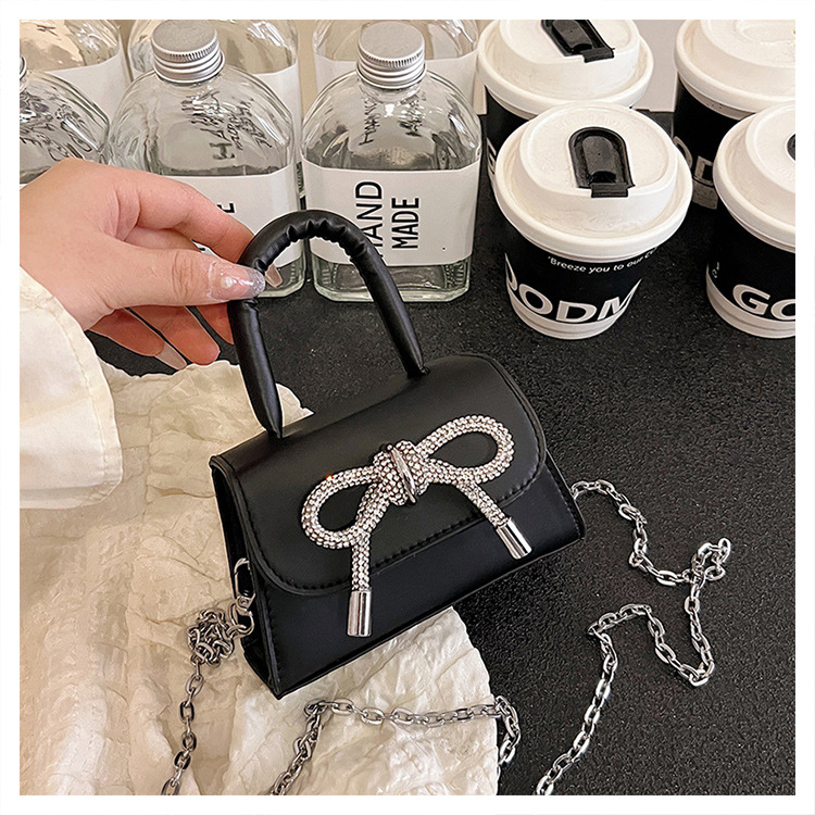 Ins niche French textured bag female 2024 new bow small square bag stylish shoulder messenger bag_voghion.com