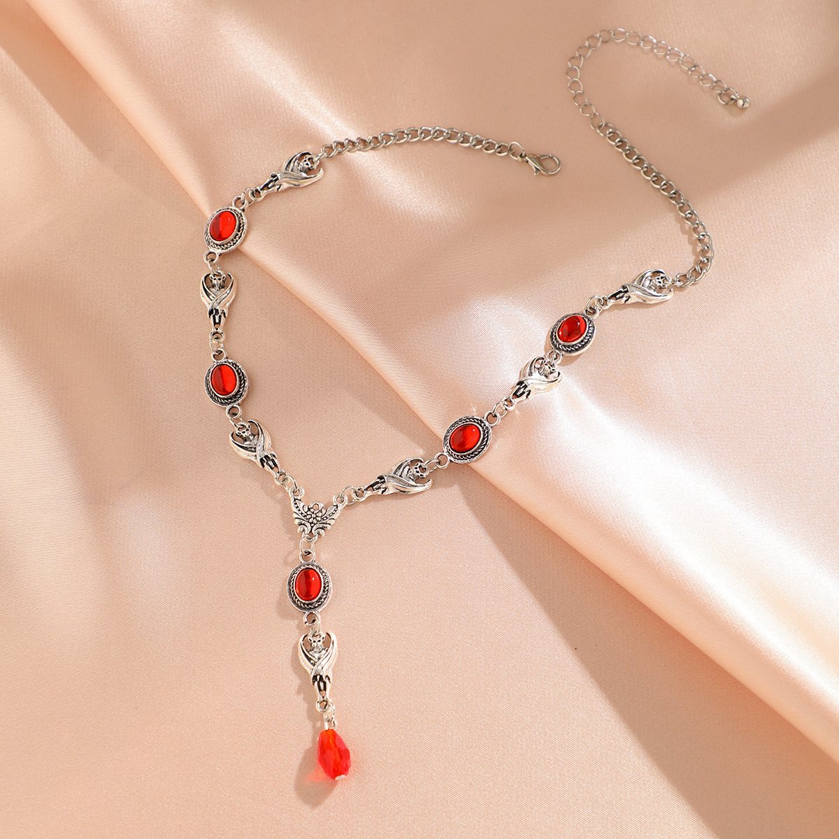 Halloween Personality Demon Gem Gothic Necklace, Niche Cyber Ghost Collar_voghion.com