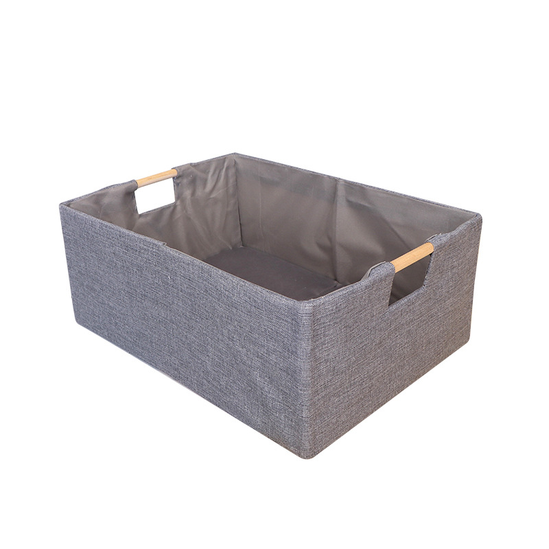Almacenamiento de tela caja de cartón de algodón de lino cesta de almacenamiento de artículos diversos cajón de juguete ropa interior plegable armario