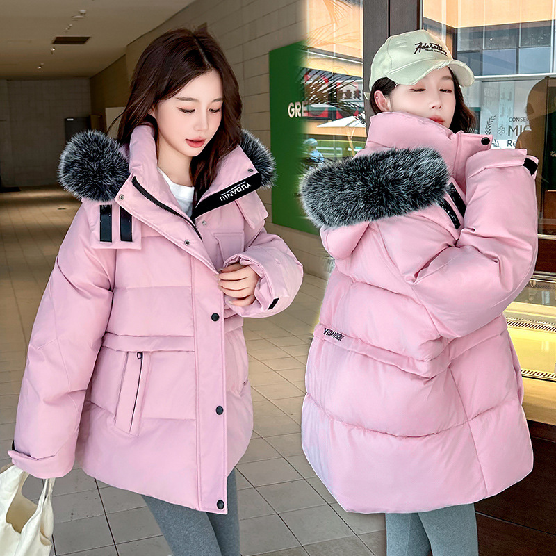 Gran tamaño de invierno nuevo estilo de collar de lana de escolares de estilo coreano chaqueta de algodón suelta chaqueta de algodón gruesa de moda image 4