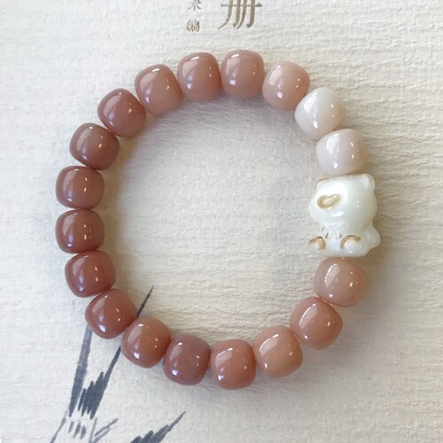 Pengsen Jewelry Natural Bodhi Root Bracelet Wisdom Fruit Gradient Green Bracelet Wholesale White Jade Buddha Beads Jewelry Gifts