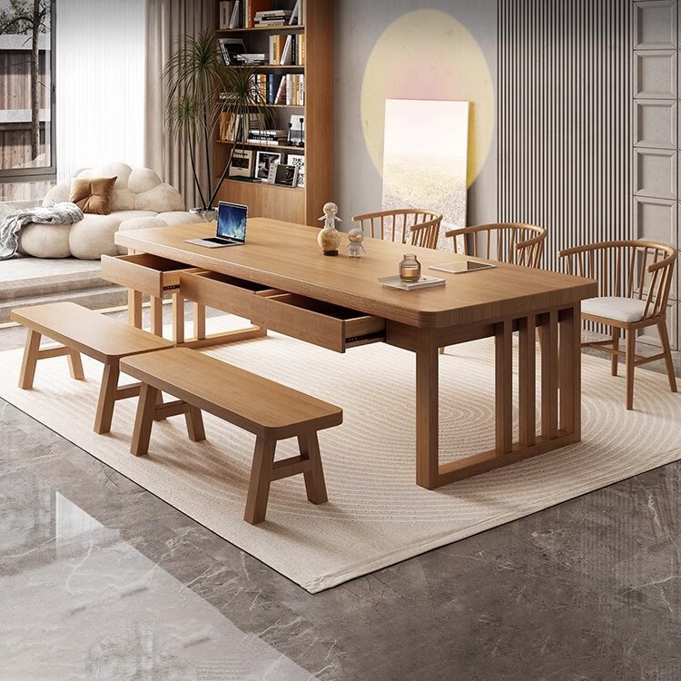 Integrated Solid Wood Long Desk with Drawers for Home Use, Suitable for Reading, Studying, Working, and Office Use Integrated Solid Wood Long Desk with Drawers for Home Use, Suitable for Reading, Studying, Working, and Office Use