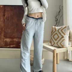 南油大王25秋款新时尚百搭松紧腰抽绳休闲裤女宽松显瘦弯刀休闲裤