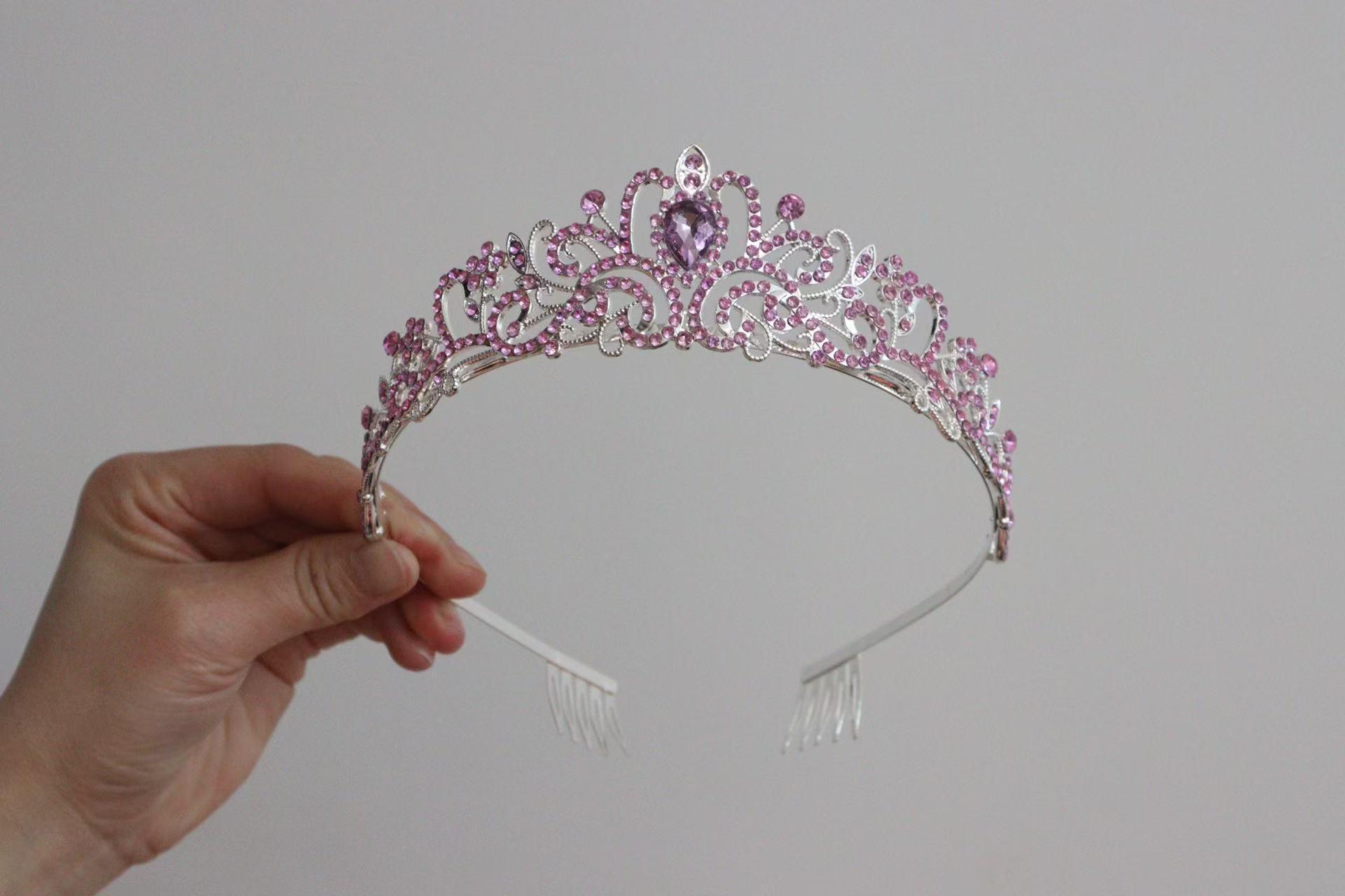 190g Weight Hair Band Hair Accessories Type Zircon Inlay Material 1 Piece Quantity Wedding, Festival Occasion Alloy Material Crown Pattern All Seasons Season Women's Gender Inlay Design Luxurious Style Luxurious Women's Crown Alloy Inlay Zircon Hair Band 12