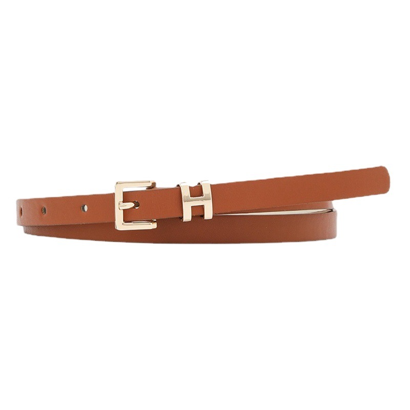 Cinturón Fino con Hebilla en I de Cuero PU Decorativo para Vestidos y Trajes